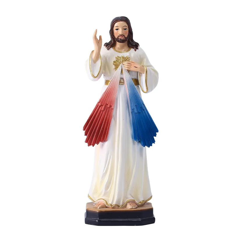 

1Pc Jesus Christ Catholic Statue Gods Mercy Figurine Resin Family Prayer Home Decoration Gift