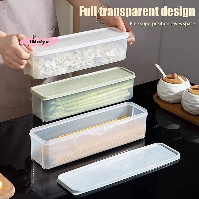 M-Airtight Pasta Container with Lid Spaghetti Storage Box Kitchen Food Organizer for Rectangular Vegetables Cereal Jar