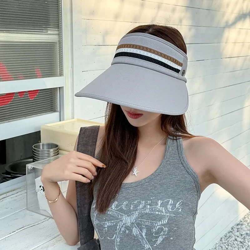 New striped hat outdoor sports cycling versatile hollow top trendy