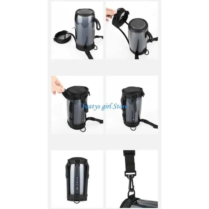 

C7AB Adjustable Wireless Speaker Storage Bag Shockproof Carry Case Carabiner with Strap Travel Carrying Bag for JBL 5