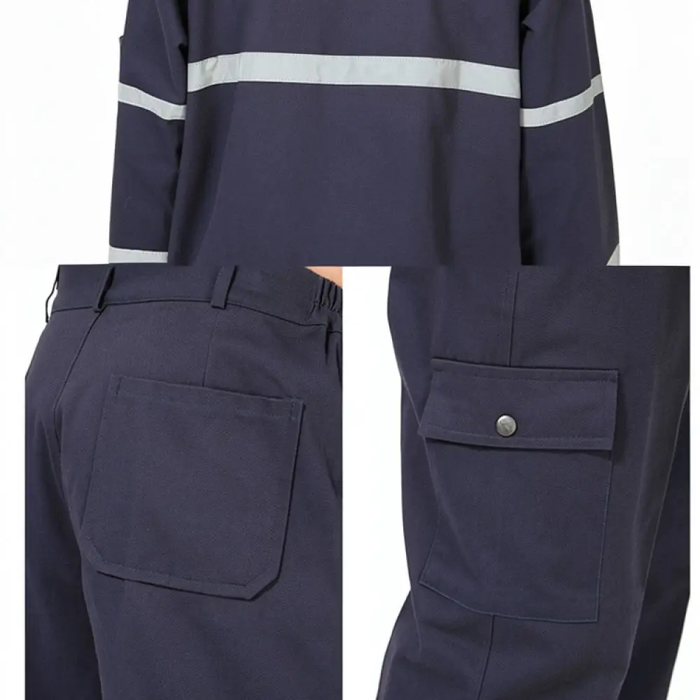 High Quality Cotton Workwear Set Reflective Safety Coveralls Abrasion Resistant Industrial Uniform For Heavy Duty Tasks