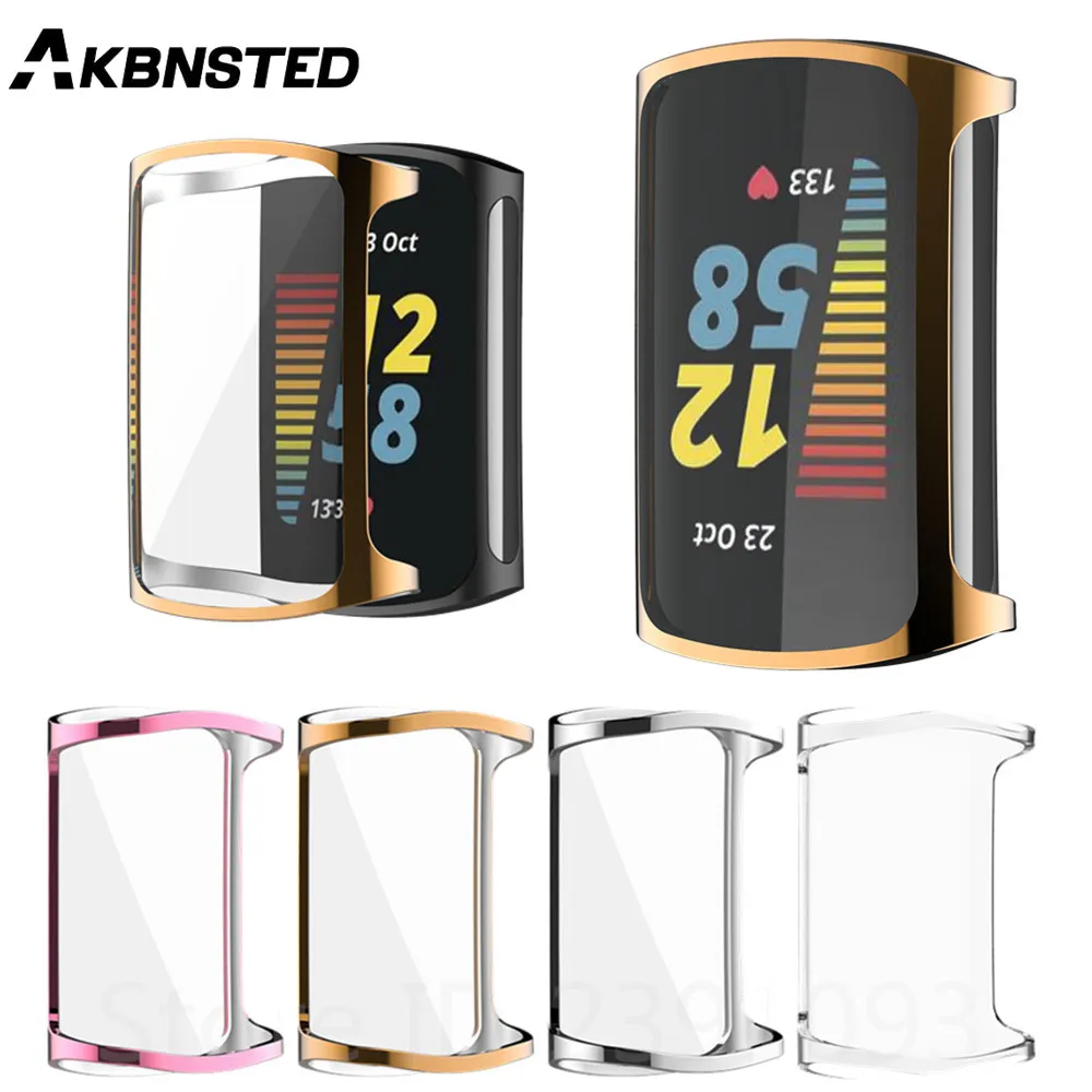 Full Screen Protector For Fitbit Charge 5 Case TPU Silicone Protective Clear Case Cover Shell for Fitbit Charge 5 Watch Band