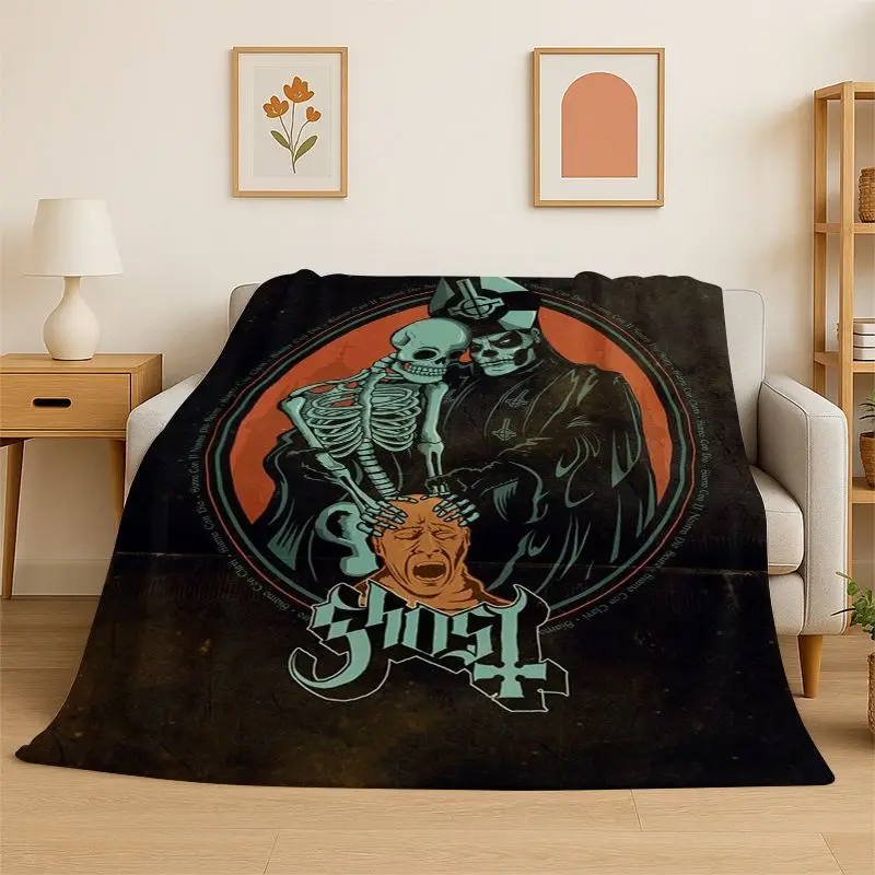 Rock Metal Dark Ghost Band Papa Emeritus Flannel Blanket,Ultra Soft Plush Throw for Home Bedroom Bed Sofa Cover Office Picnic