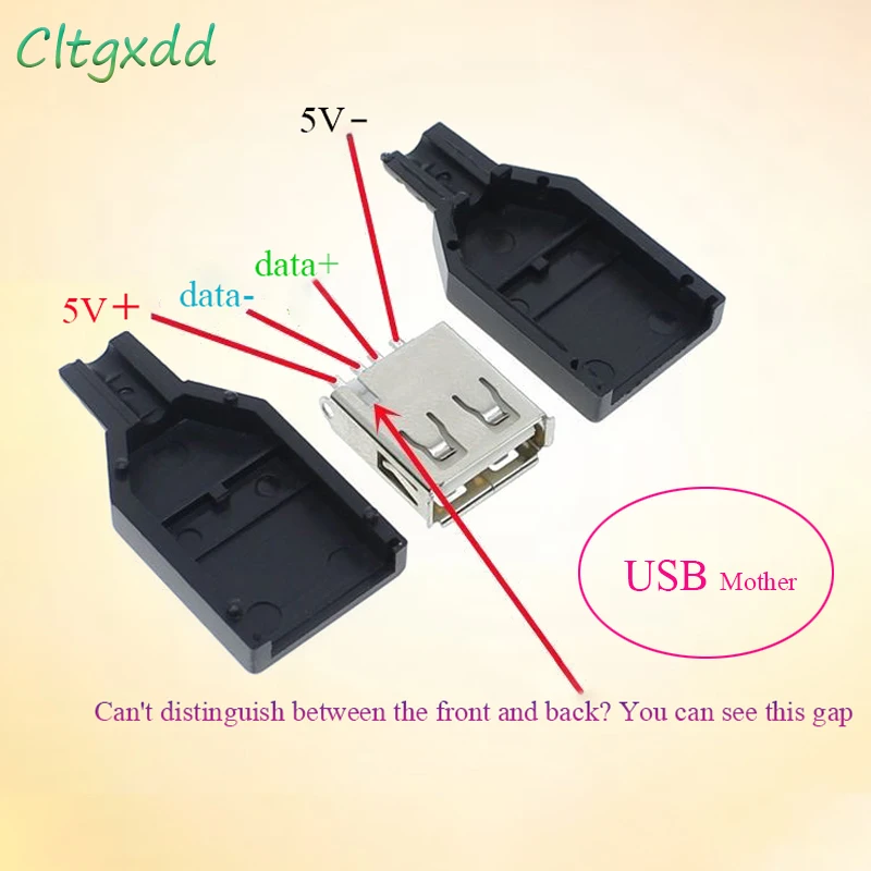 1X A-type Male And Female USB 4-pin Socket Connector With Black Plastic Cover A-type DIY Plug 3-piece Set USB Link Plug Adapter