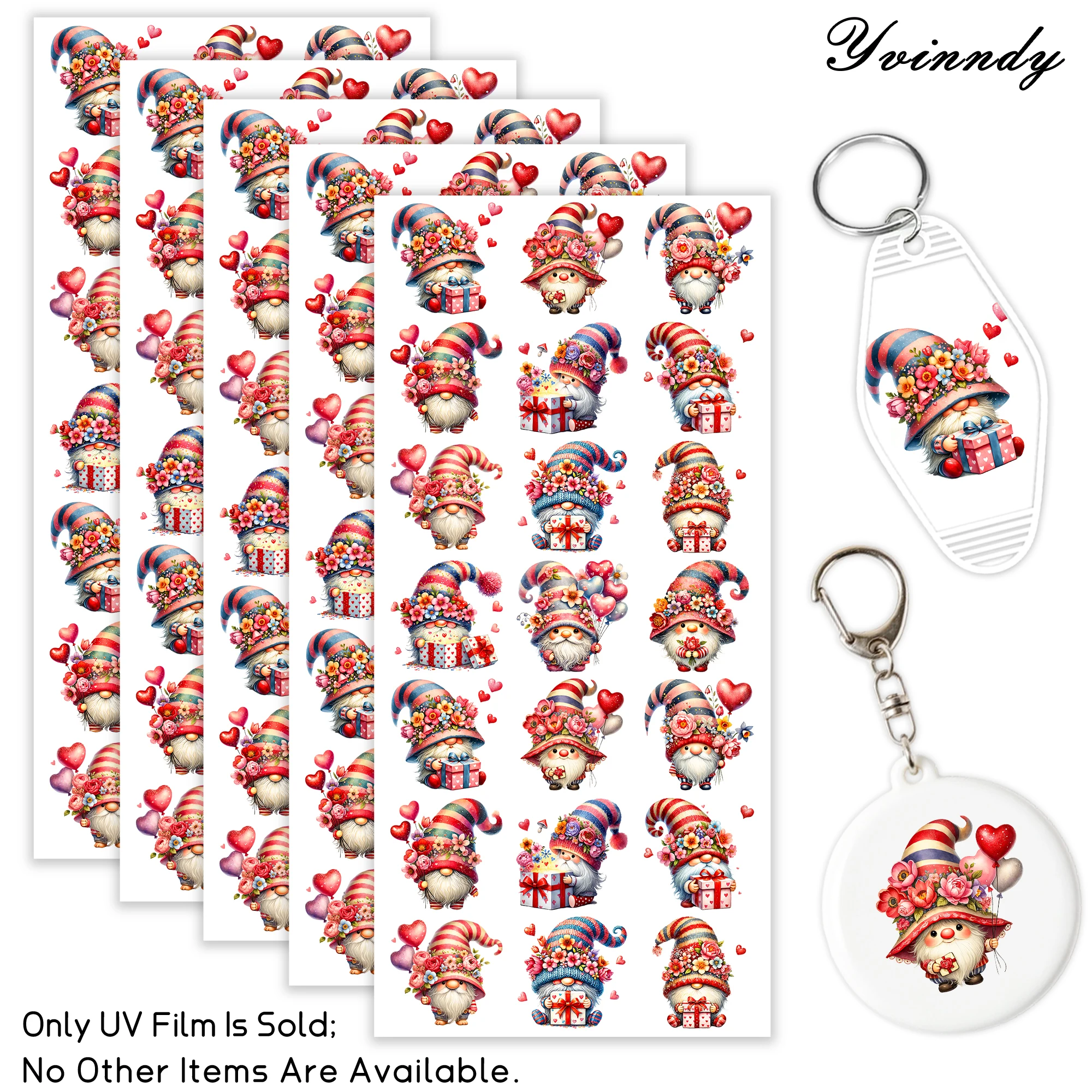 105pcs/set Gnome Birthday Clipart UV DTF Transfer Sticker DIY Craft Kits with Crystal Label 16oz Glass Jars Wrap Stickers