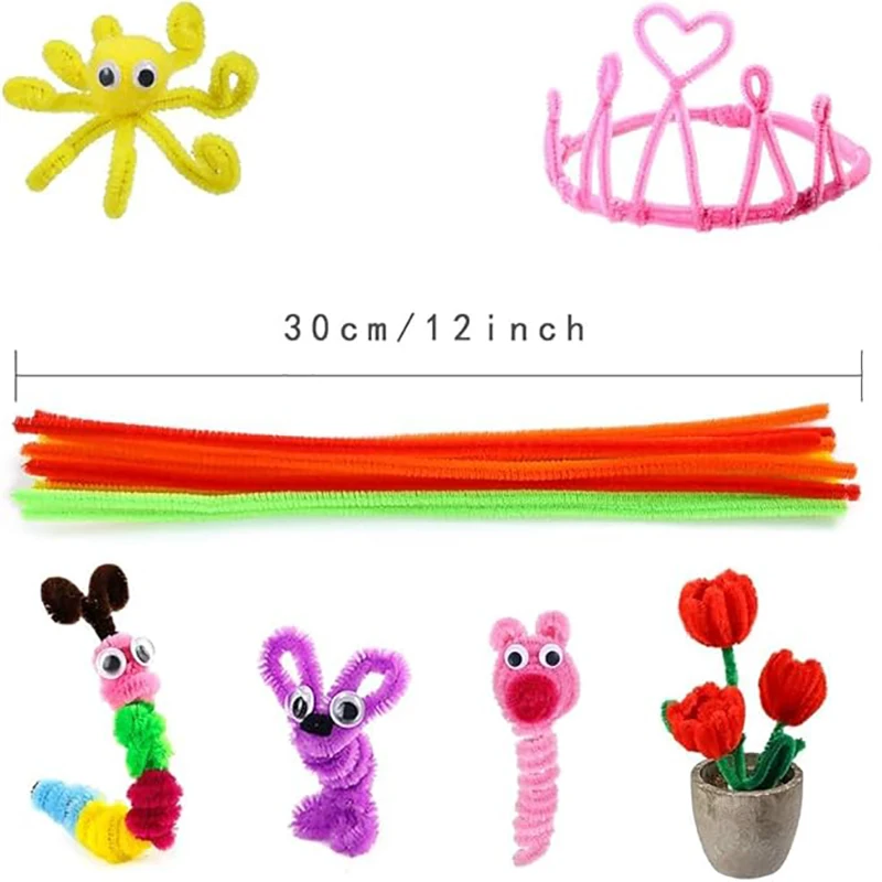 100/50 Stück Chenille-Stiele in 22 Farben, Chenille-Pfeifenreiniger-Stiele für Kinder-Bastelprojekte und Dekorationen (6 mm x 12 Zoll) – Detail 3
