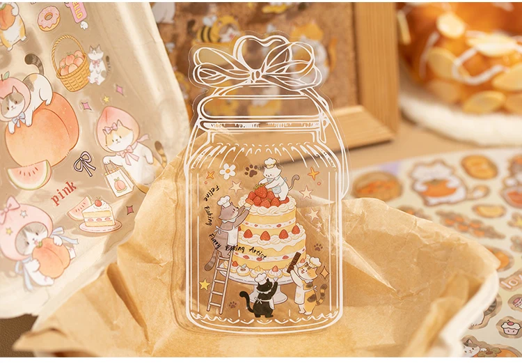 20Pcs Cute Cat Themed Die-Cut Stickers Book for DIY Flash Decorative Scrapbook Phone Case Collage Aesthetic Stationery Material