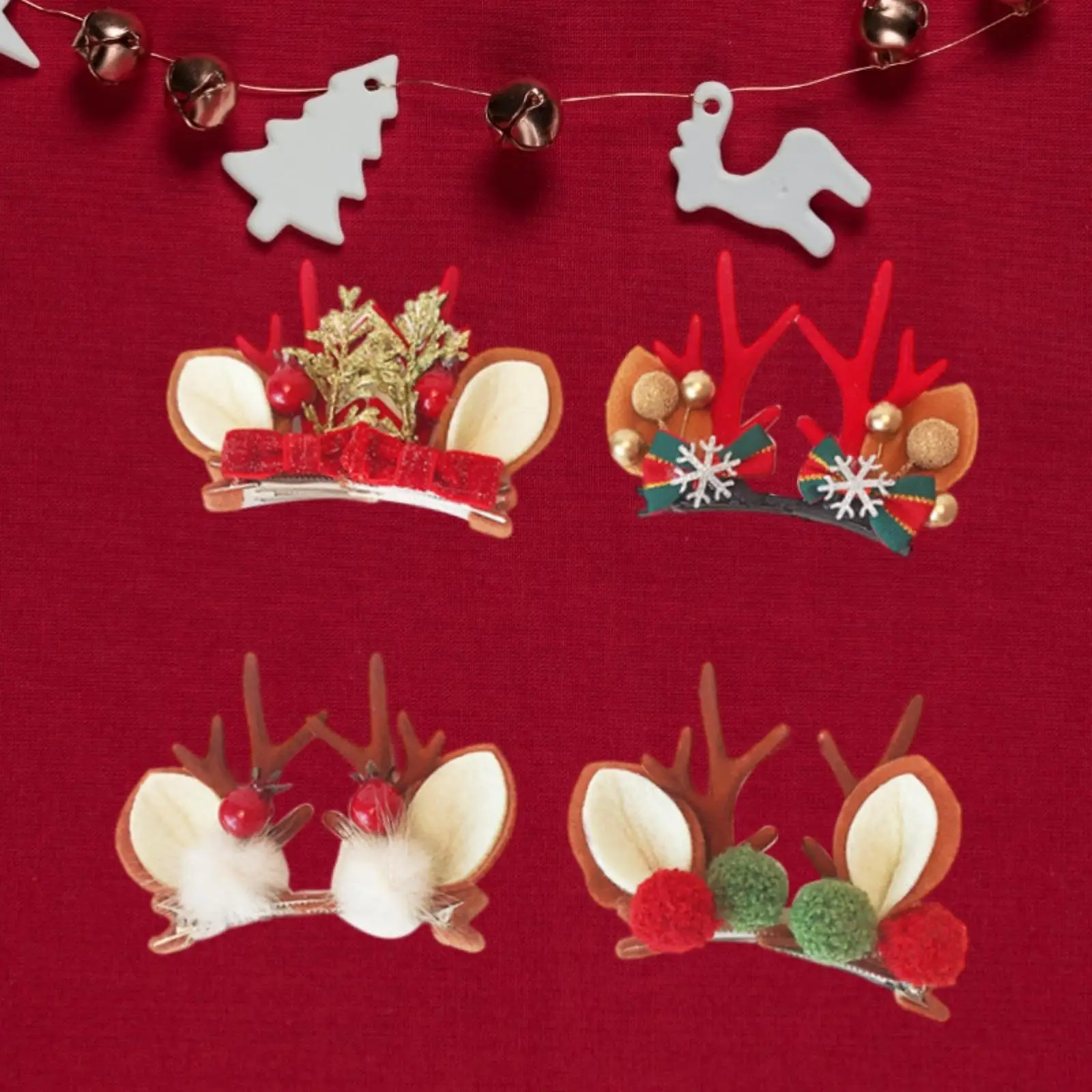 

4x рождественские заколки для волос, аксессуары для волос, забавные нарядные заколки для волос с оленями