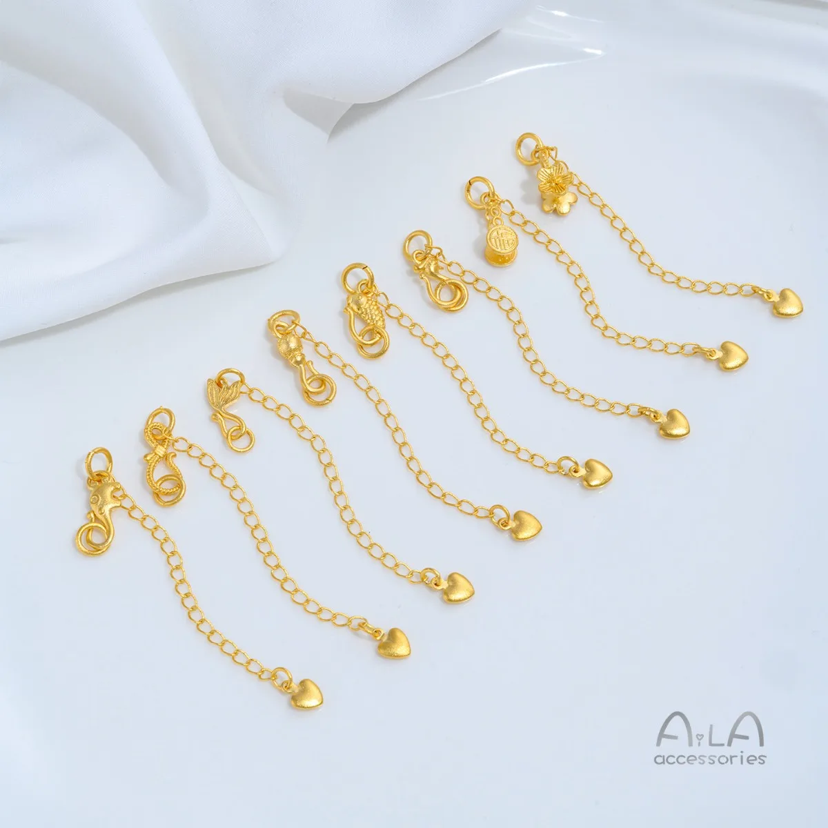 1PCS 24K Gold Plated Elephant, Gourd, Butterfly Wing, Koi & Heart Clasps, Extension Chains For DIY Bracelets & Necklaces