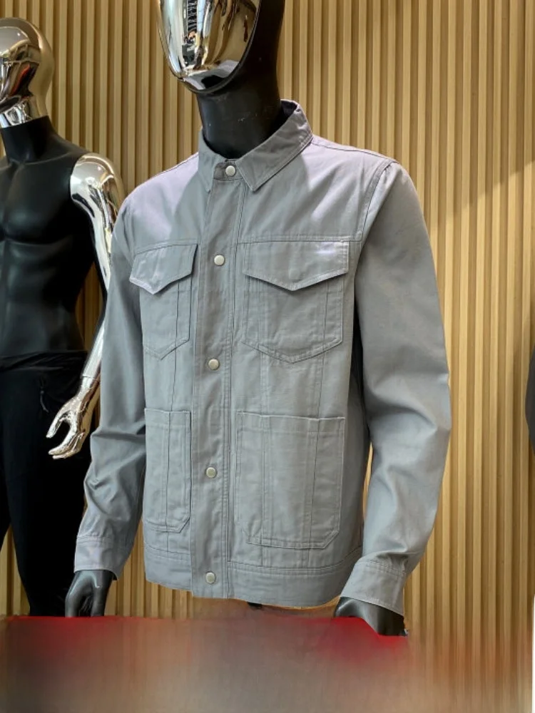 M65 Field Jacket Men's Fashionable Retro Casual Stand Collar Workwear Coat Breathable Cotton Long Sleeve Button Closure