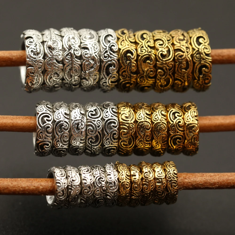 20 Pcs Large Holes Metal Spacer Beads Chinese Traditional Auspicious Cloud Pattern DIY Bracelets Necklaces Jewelry Making