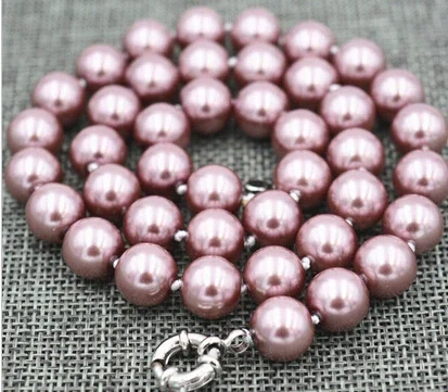 

New 10mm Silver Champagne South Sea Shell Pearl jewelry Necklace 18"