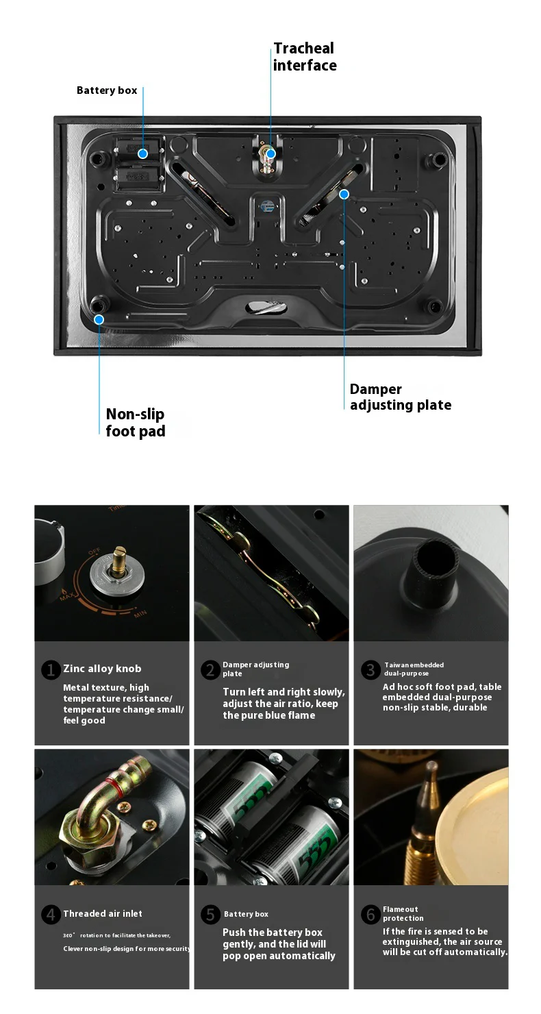 Easy to Clean Auto Ignition Gas Stove 5.2kw 2 Burners Tempered Glass Built-in gas cooker for Indoor Cooking