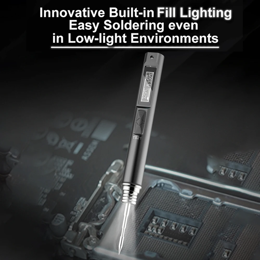 MINIWARE TS21 Precision Soldering Iron Adjustable Temperature PD100W 100-450℃ Welding Solder Rework Station Portable Repair Tool