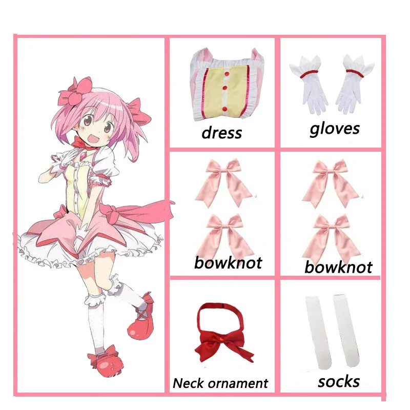 Akemi Homura Cosplay Anime Kaname Madoka Cosplay Costume Puella Magi Madoka Magica Dress Wig Halloween Outfits for Women Girls