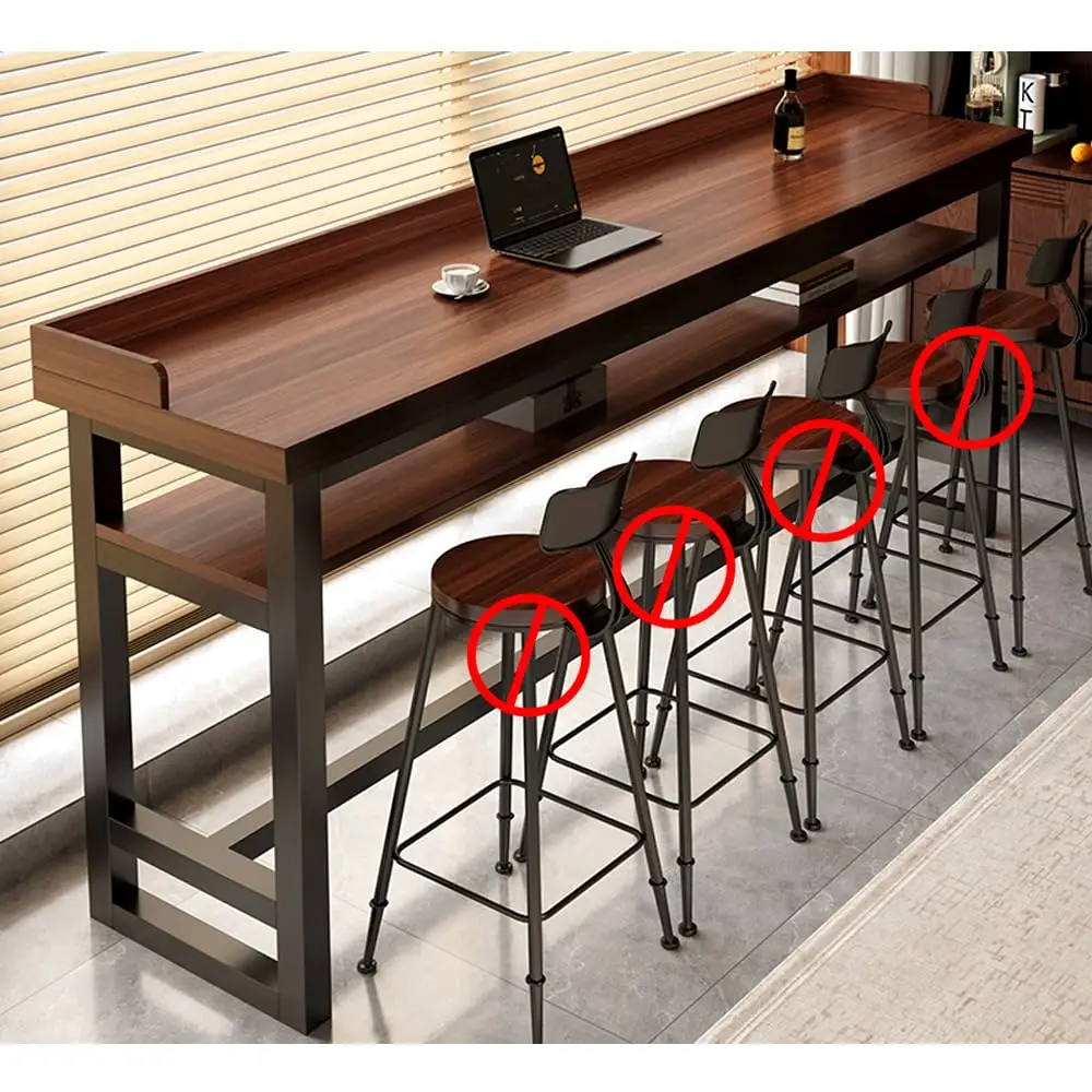

Solid Wood Rectangular Bar Table Metal Frame Long Sofa Table Kitchen Dining Coffee Shop Home Bar 39.5x11.9x41, Customized