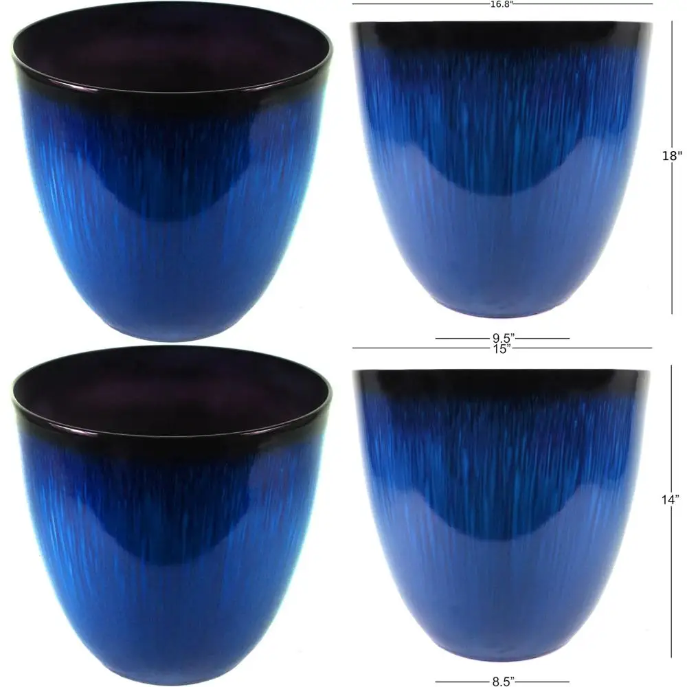 

Modern Outdoor & Indoor Decorative Egg Planter, 16.8 Diameter x 18 Height, Blue