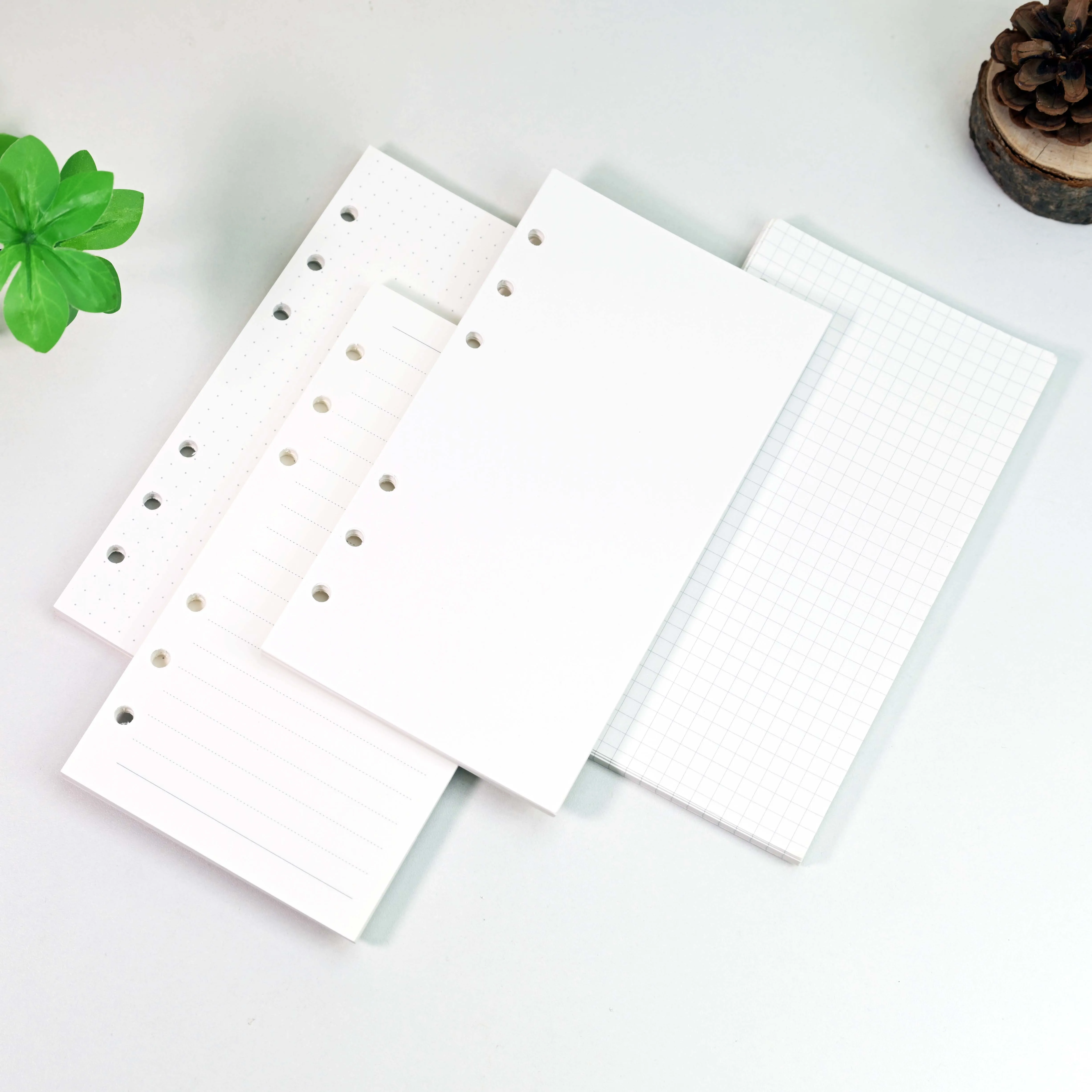45 Sheets A6 Loose Leaf Refill Paper, White 6 Hole Binder Inner Pages Lined Dot Grid Blank Graph For Journal Diary Notebook Gift