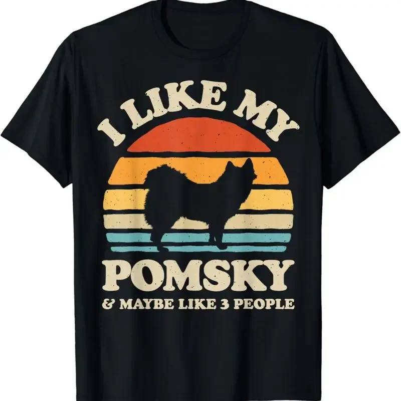 I Like My Pomsky And Maybe 3 People Dog Lover Retro Men T Shirt
