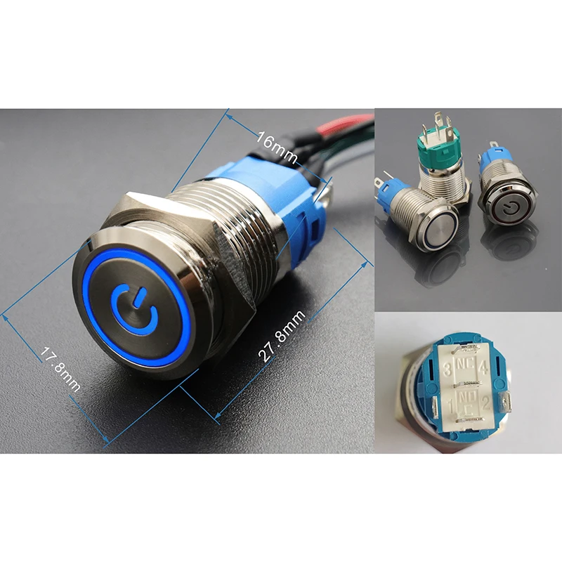 Metal Button Switch Wire for PC Host Start Power SW Button Switch Computer Reset SW Button With Cable Self Reset / Self-locking