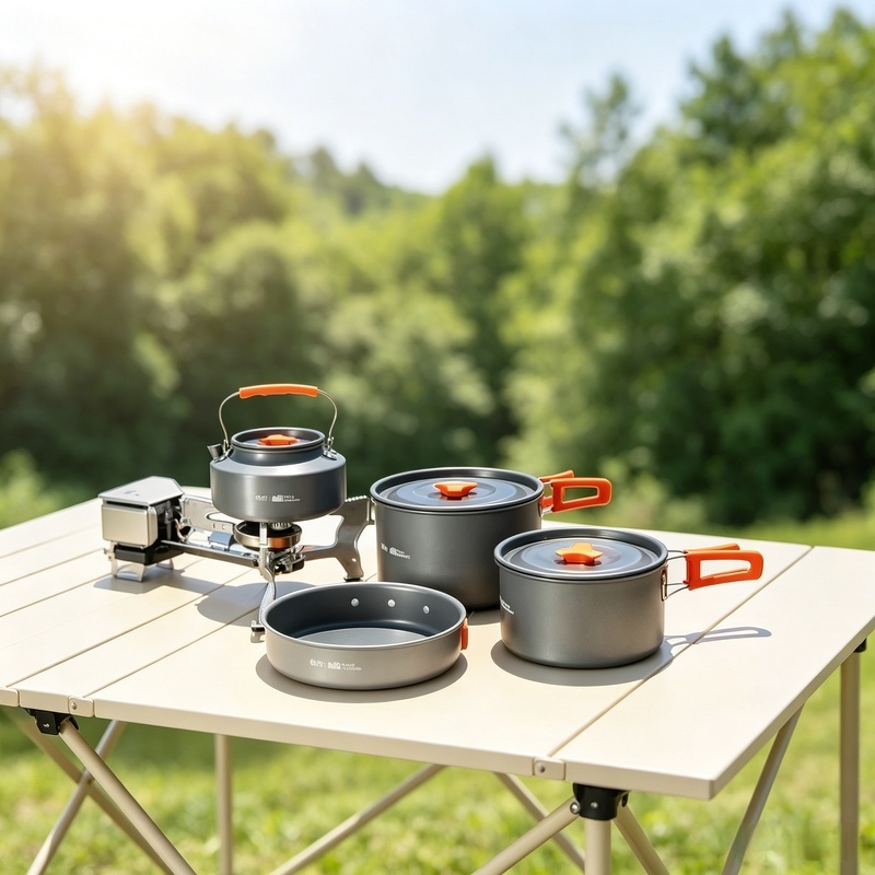 10Pcs Ultralight Aluminum Camping Cookware Set, Pot & Kettle Kit With Storage Bag for Hiking Picnic Outdoor Cooking
