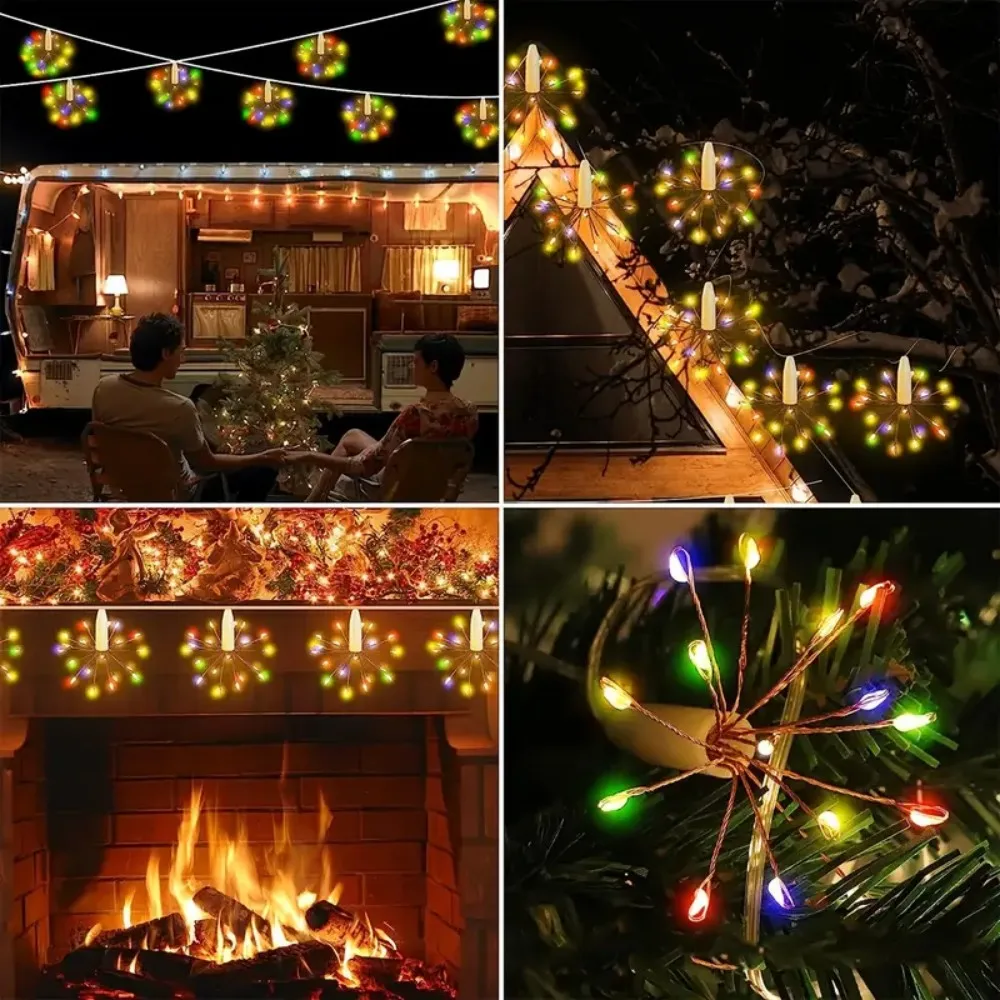 1PC 3M100LED USB Firework String Fairy Lights, 8 Modes For Wedding Holiday Party Garden Room Christmas Decoration
