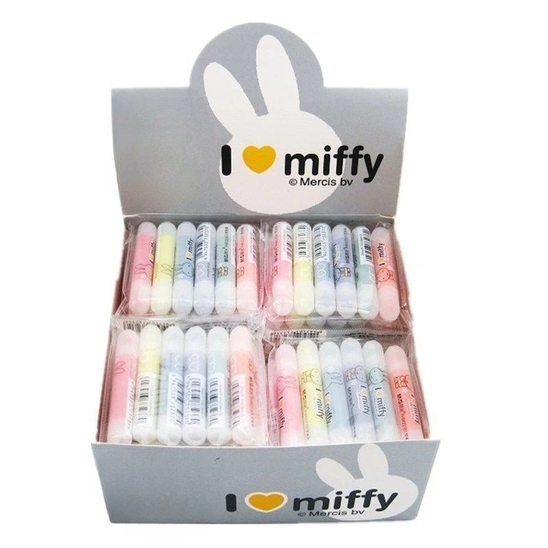 Cute Miffy Bunny Highlighter Pens Cartoon Rabbit Pastel Color Marker Kawaii Student School Stationery Note Marking Supplies