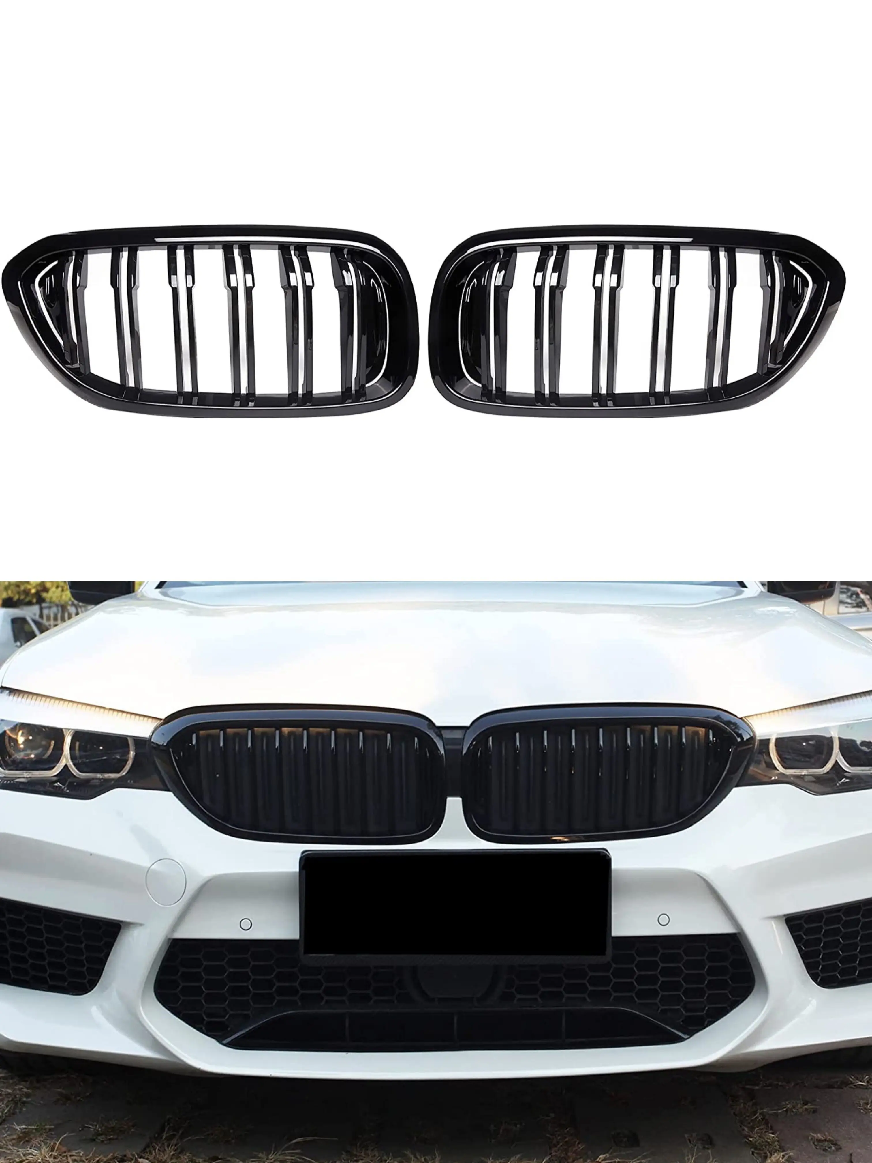 

2Pcs Front Kidney Grille Racing Grills For BMW 5 Series G30 G31 G38 530i 540i 2017 2018 2019 Carbon Fiber ABS