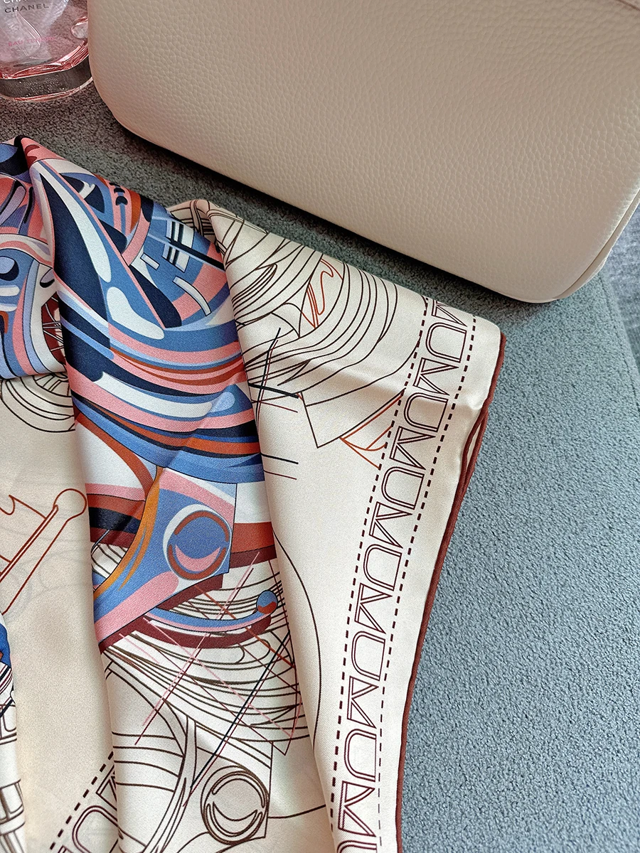 New In Scarf Women Desigual 100% Real Silk Scarf 90*90cm Pure Silk Luxury Scarves Foulard Wrap Shawl Neck Scarf Neckerchief
