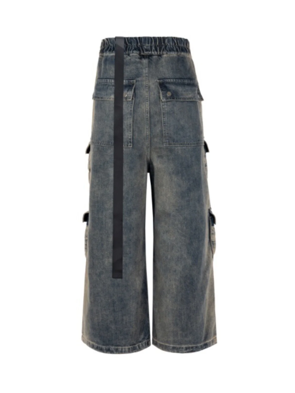 Washed Blue Wide Leg Gradient Jeans Capper Style Unisex Workwear Trousers Correct Version RO Style Casual Straight Leg Jeans