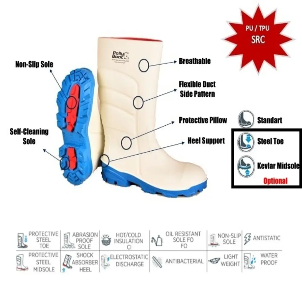 Steel Toe Kevlar Mid Sole Non-Slip Protective Waterproof Warm Cold Resistant Breathable Winter Rubber Work Boot and Safety Shoes