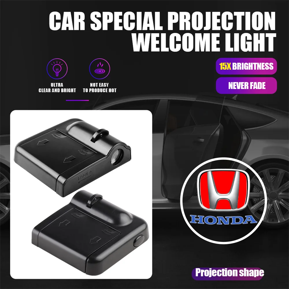 

Car Door HD Welcome Light Wireless Projector Induction Lamp Center Cover For Honda Jazz Fit Avancier Crv Accord Mugen Power