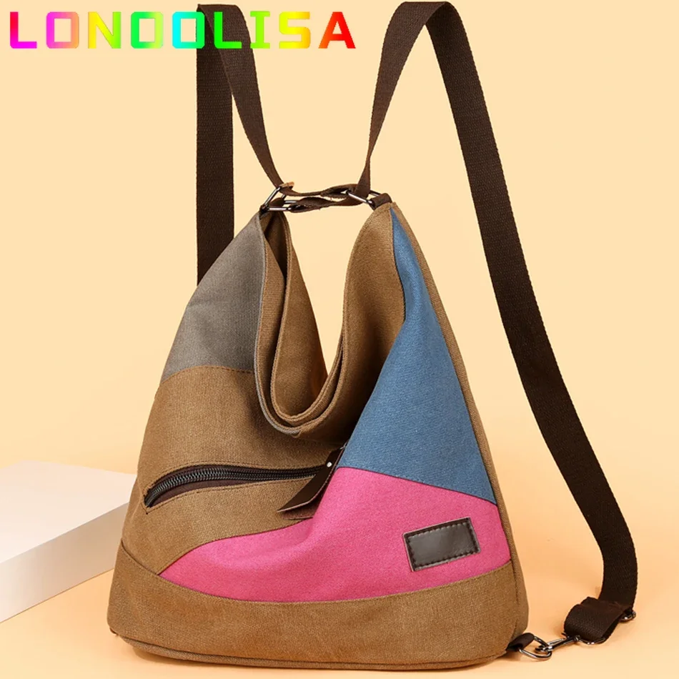 Women 3 In 1 Handbags Crossbody Canvas Bag for Women Big Shoulder Tote Female Handbags Lady Designer Messenger Backpack Sac