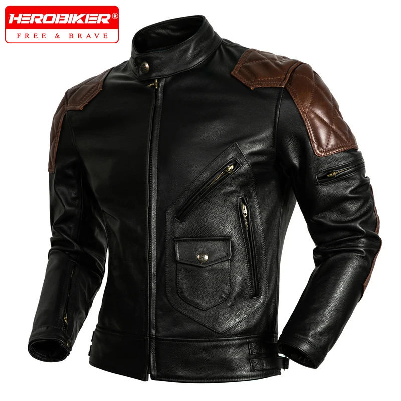 

New Motorcycle Jacket Slim Fit Stand Up Collar Leather Jacket Motorcycle Riding Leather Jacket Men's Casual Leather Jacket