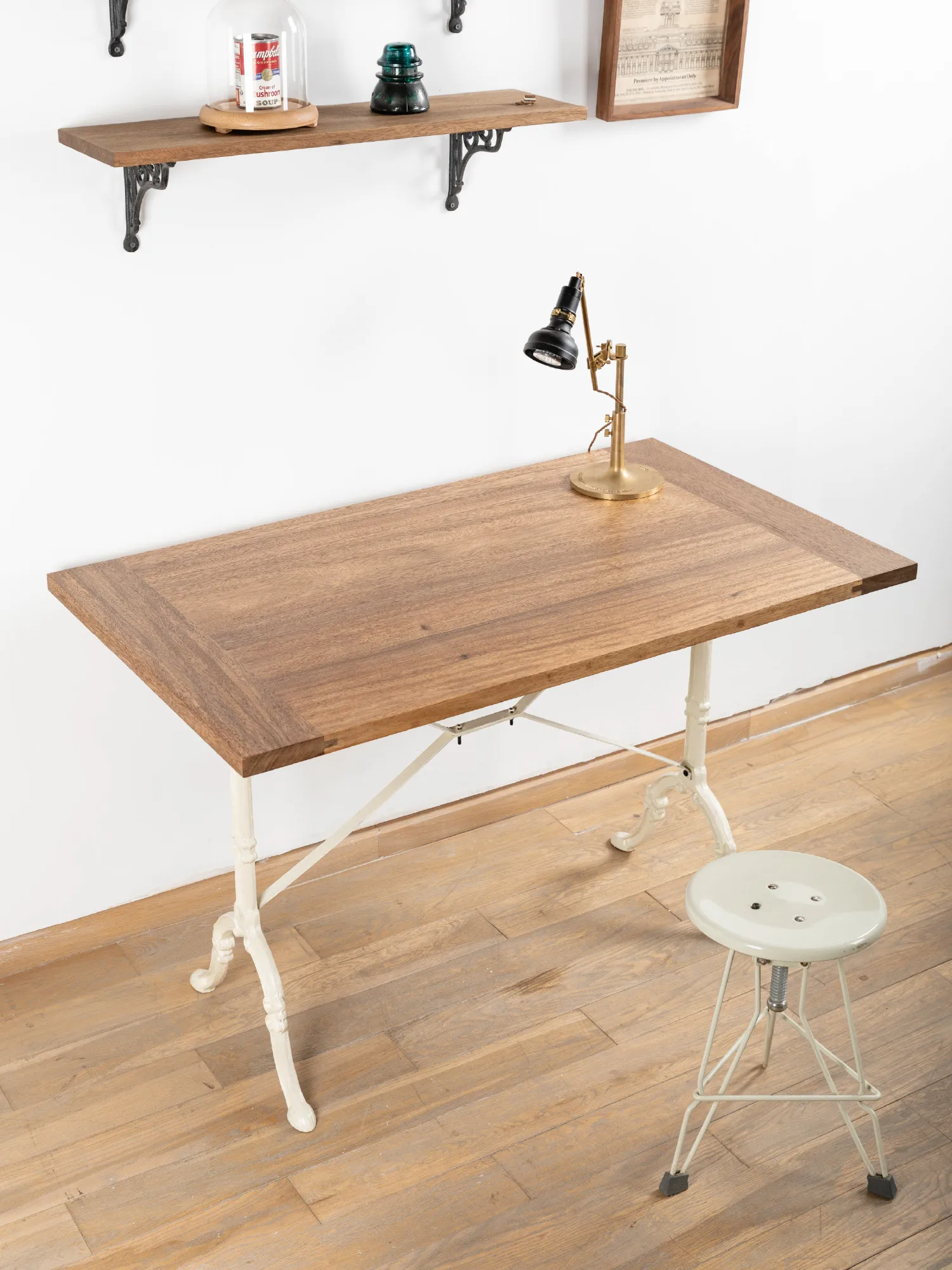 Industrial desk, American home writing retro workbench long table
