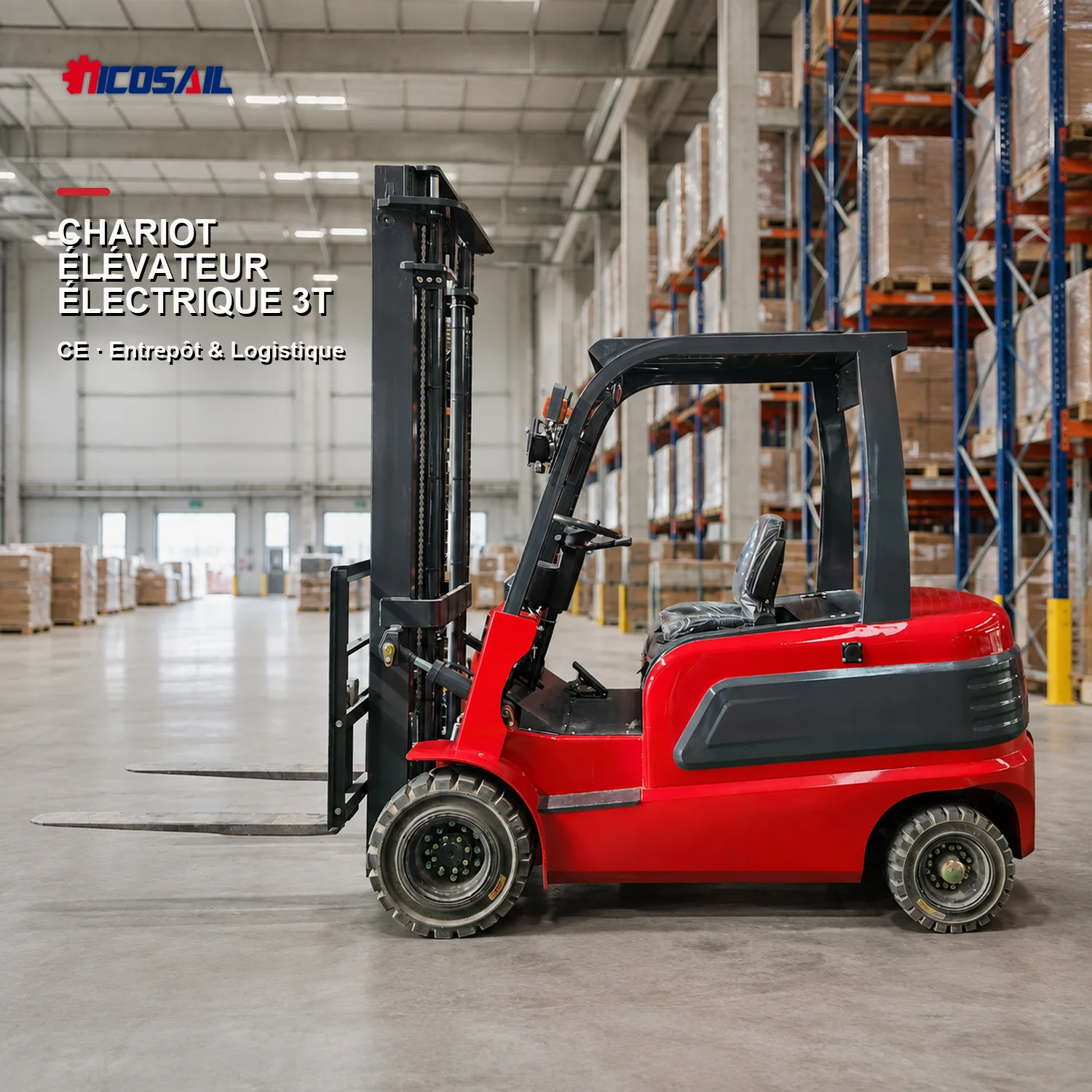 OEM Custom 3 Ton Electric Forklift CE Compact Material Handling Machine for Warehouse Factory and Logistics