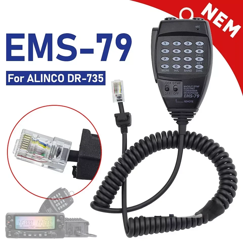 EMS-79 8Pin Backlit Heavy Duty Speaker PTT Microphone for ALINCO DR735 DR-735R Twin Band FM Mobile Transceiver Amateur HAM Radio