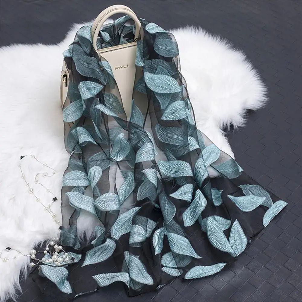 Summer Lightweight Silk Scarf Soft Organza Gauze Sheer Wrap Breathable Pashmina Women