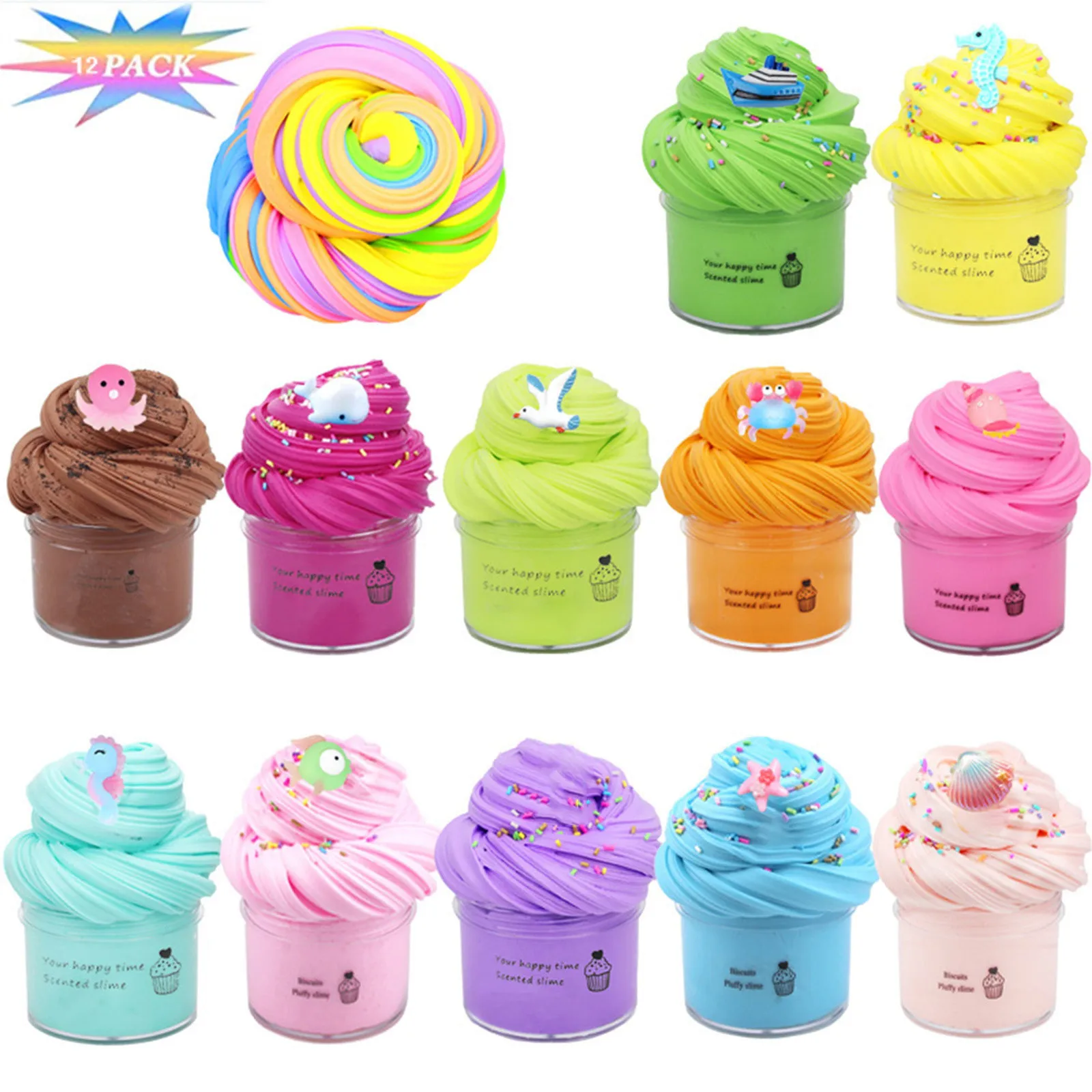 12 Pack Butter Slime Kit, Scented Slime For Kids Party, Stress Relief Toy For Girls Boys, Soft And Stretchy