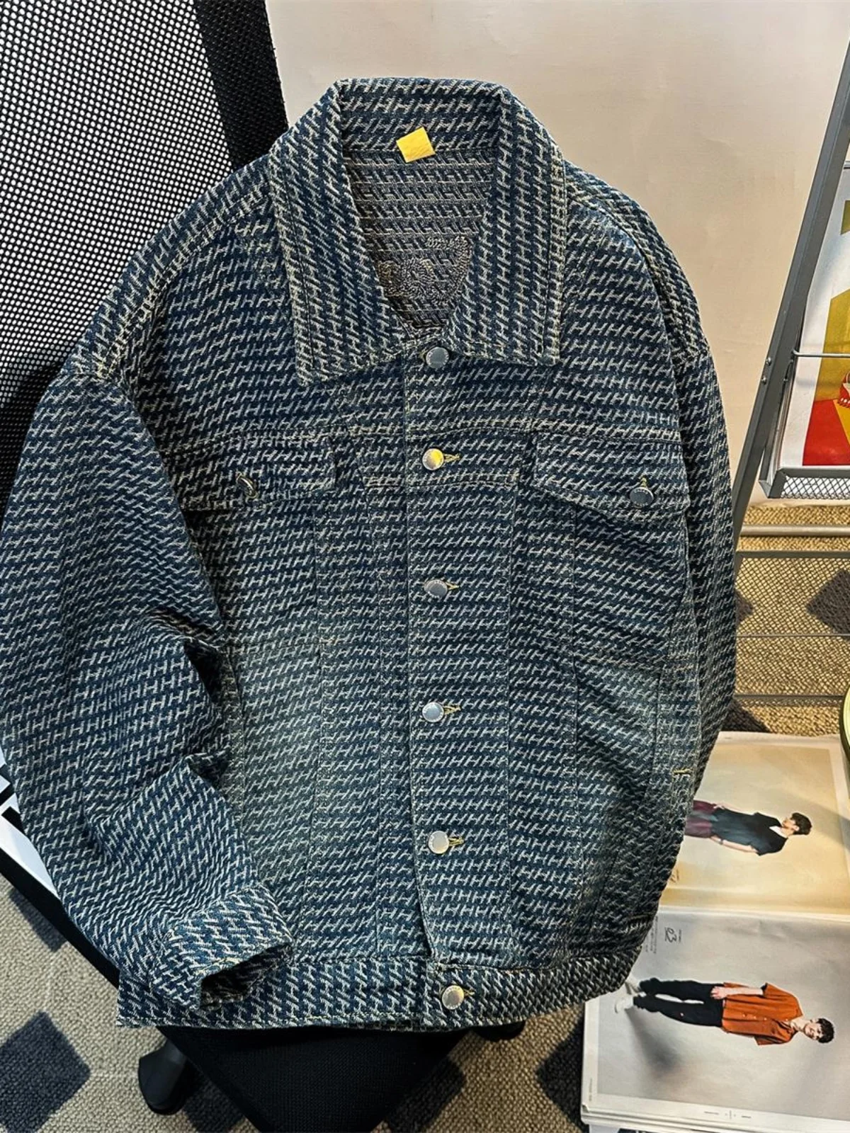 

American Waed Denim Jaet Men's Loose Sli Top High Street Workwear Jaet Spring Autumn Season Youth Faion