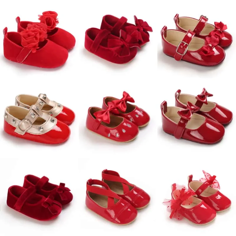 

Первые ходунки для маленьких девочек 0-18 месяцев, красные туфли принцессы на мягкой подошве, весна-осень