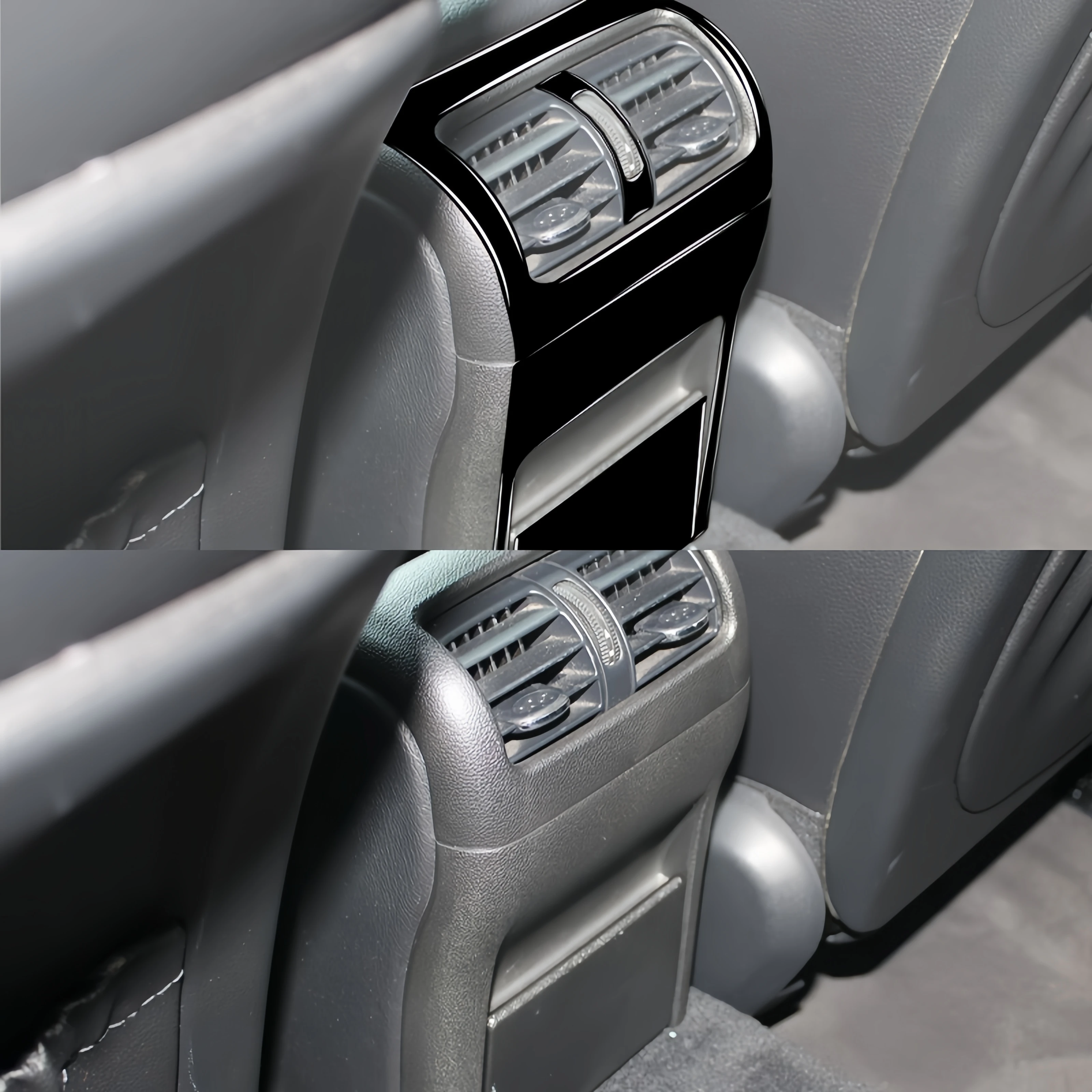 For Mercedes Benz C-Class W203 2005-2007 Piano Black Car Armrest Box Rear Air Condition Vent Panel Cover Trim Sticker Accesorios - Image 4