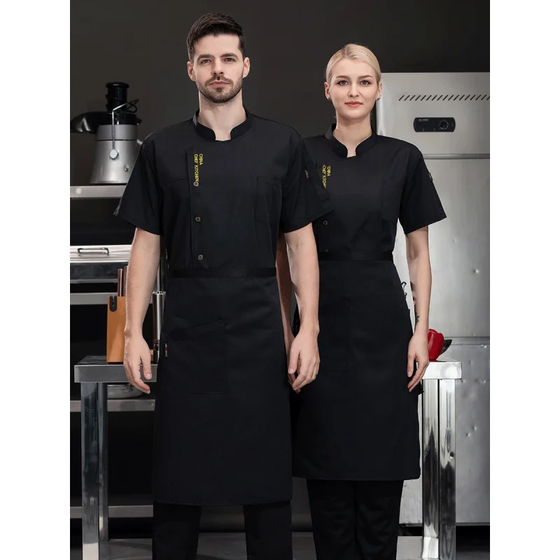 Hochwertige Koch-Overalls für Herren, kurzärmelig, für Hotel, Esszimmer, Küche, Koch, Arbeitskleidung, Backen, Kochen, Kochkleidung, Sommer