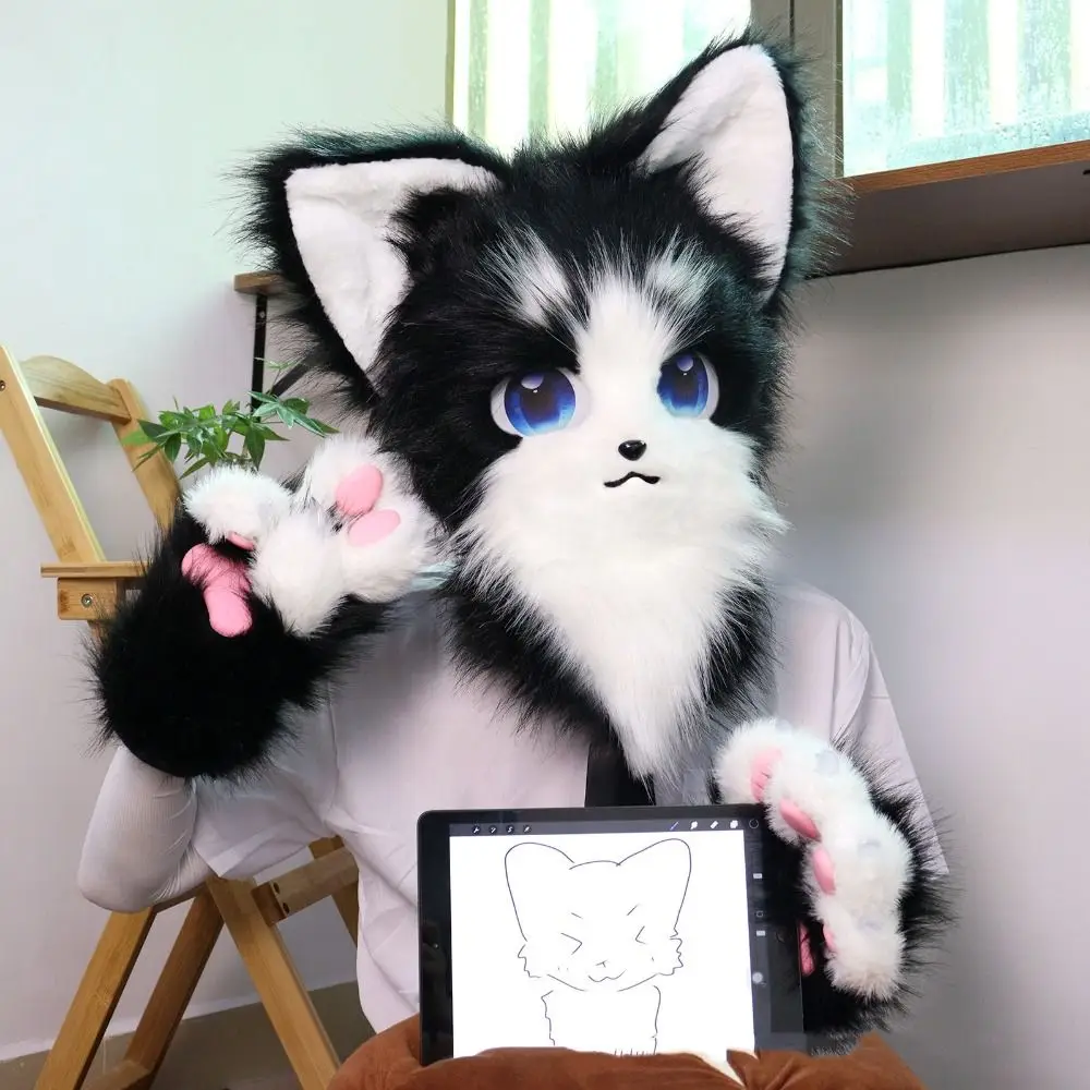 لطيف الكرتون تأثيري حلي قفازات صار كيغ Fursuit Kigurumi القط باو قفازات رشاقته الدافئة تأثيري الدعائم الهدايا