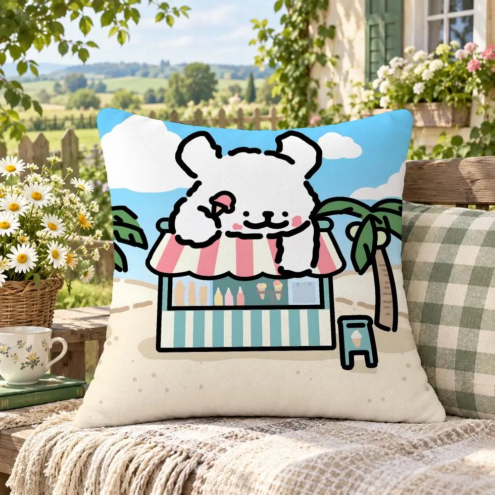 Art Aesthetic Decor M-Maltese Cushion Cover Short Plush  throw pillow Anti-Mite Sofa Bedroom Den Car Dorm Decor Gifts
