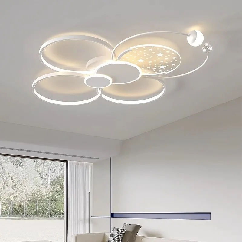 Round Living Room Led Chandeliers Luxury Bedroom Full of Stars Gold Chandelier Simple Modern Atmosphere Flush Mount Ceiling Lamp
