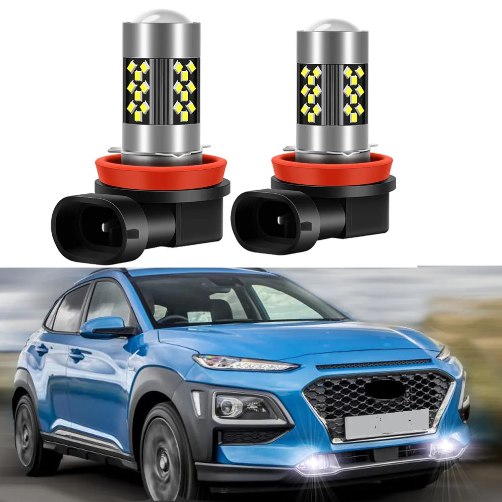 

2pcs Led Car Fog Lamp for Hyundai Kona 2018 2019 2020 2021 Front Fog Light Bulb Canbus Error Free White ice blue