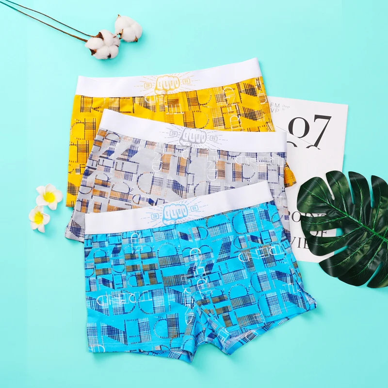 Men's underwear pure cotton boxers breathable loose boxers trend personality Aro pants large size pants underwear