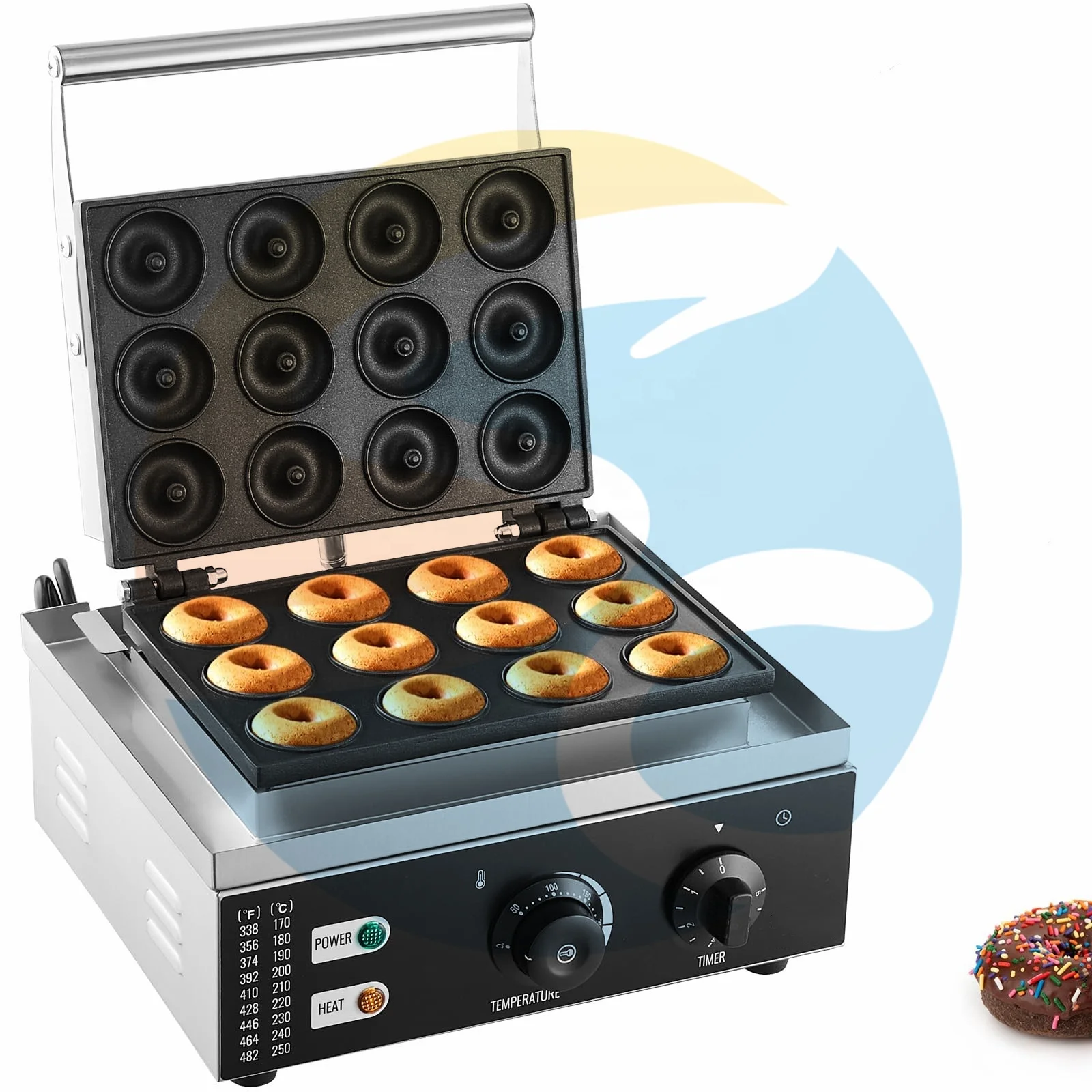 

12 Holes Commercial Donut Waffle Machine Electric Doughnut Machine Stainless Steel Crispy Maker For Restaurant & Home Use