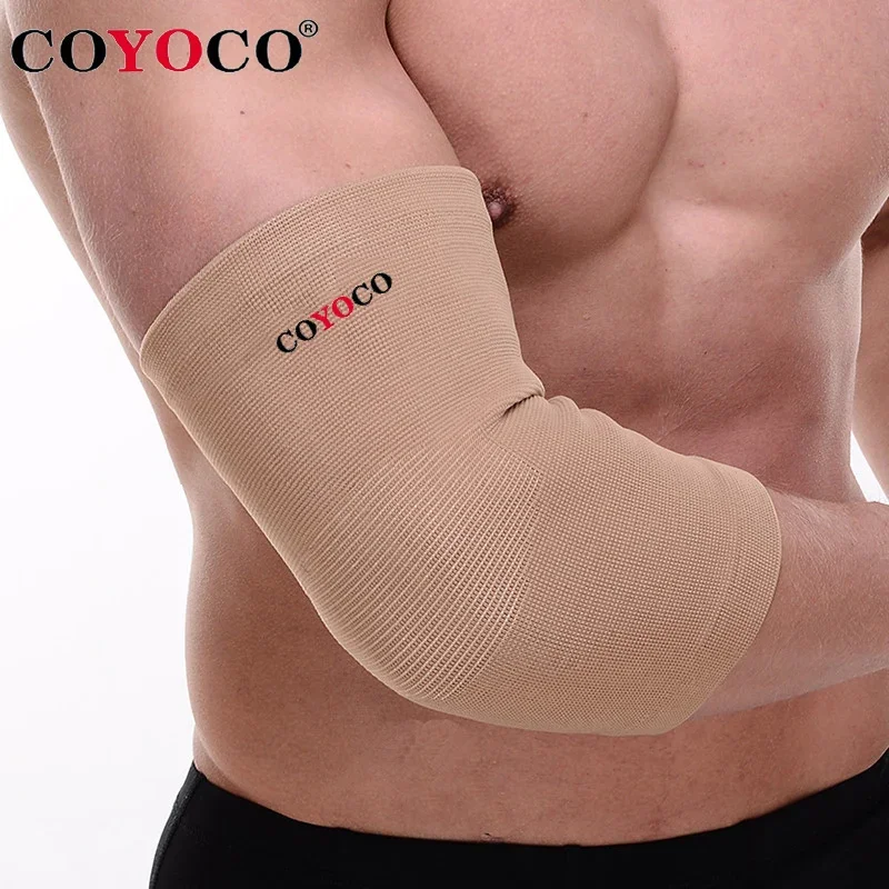 1 Pcs Elbow Support Pad Protector Sleeve COYOCO High Elastic Sports Outdoor Cycling Gym Elbow Guard Brace Keep Warm Brown